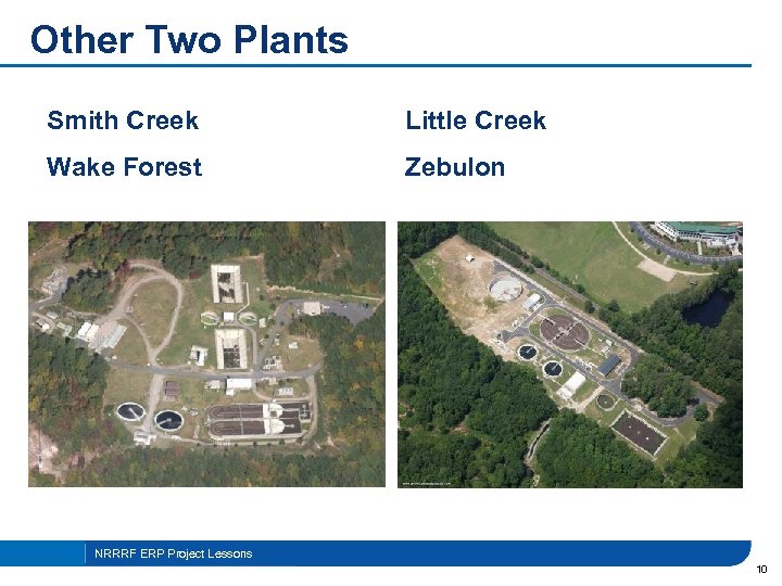 Other Two Plants Smith Creek Little Creek Wake Forest Zebulon NRRRF ERP Project Lessons