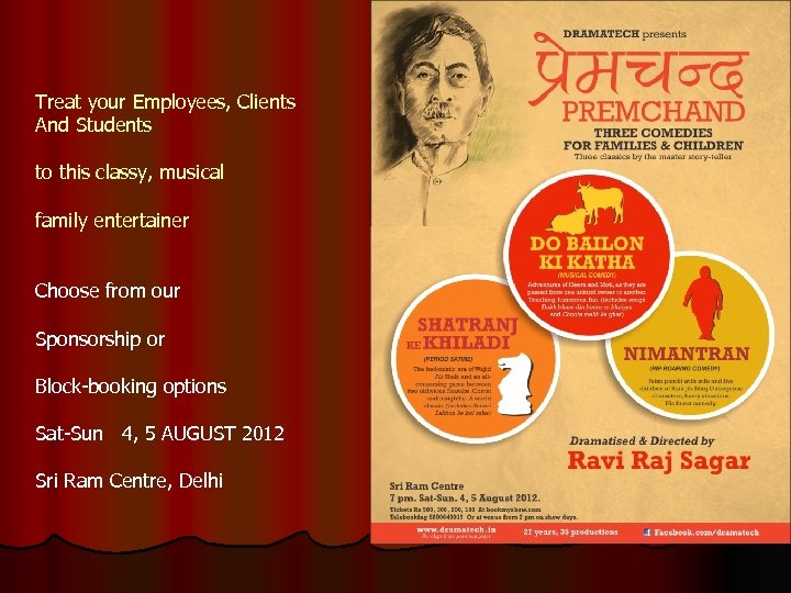 Treat your Employees, Clients And Students to this classy, musical family entertainer Choose from