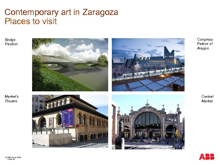 Contemporary art in Zaragoza Places to visit Bridge Pavilion Congress Palace of Aragon Market’s