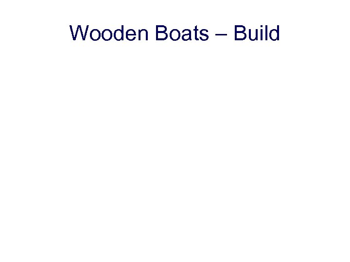Wooden Boats – Build 