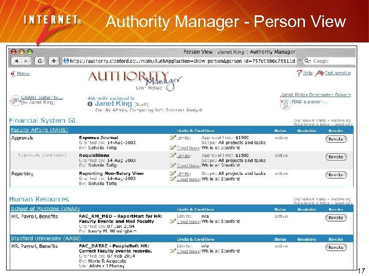 Authority Manager - Person View Janet King 17 