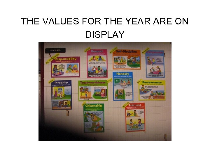 THE VALUES FOR THE YEAR ARE ON DISPLAY 