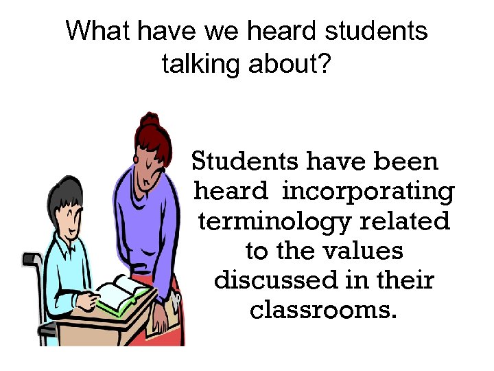 What have we heard students talking about? Students have been heard incorporating terminology related