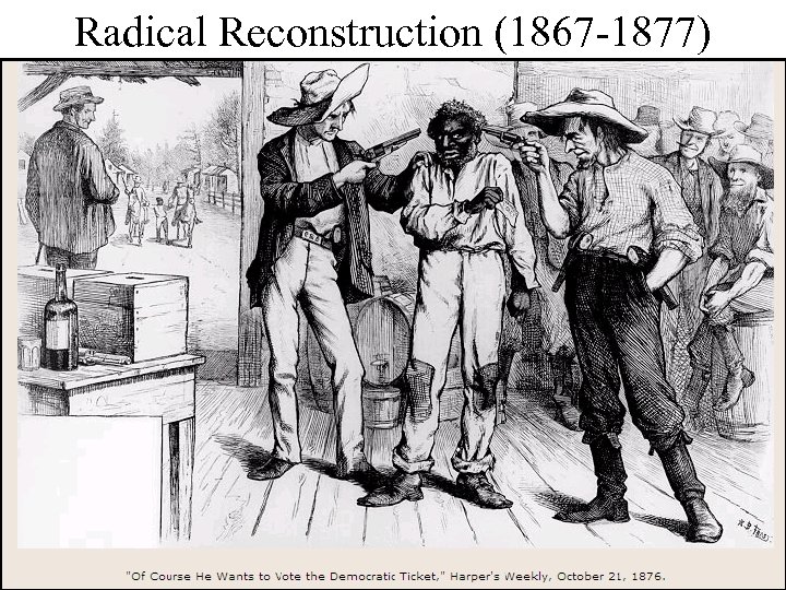 Radical Reconstruction (1867 -1877) Created 5 military districts to enforce Reconstruction But, Radical Reconstruction