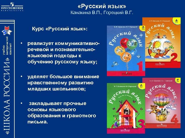  «Русский язык» Канакина В. П. , Горецкий В. Г. учебнометодический комплект Курс «Русский