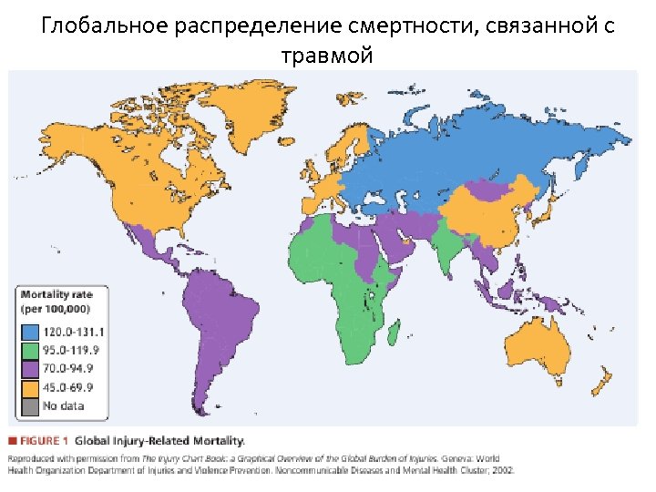 Глобальное распределение смертности, связанной с травмой 