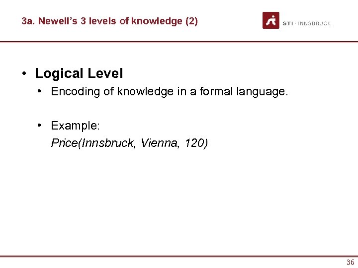 3 a. Newell’s 3 levels of knowledge (2) • Logical Level • Encoding of
