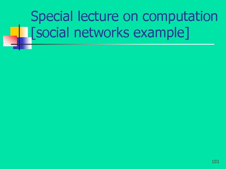 Special lecture on computation [social networks example] 103 