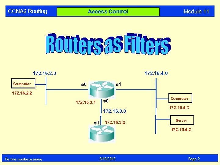 CCNA 2 Routing 172. 16. 2. 0 Computer Module 11 Access Control 172. 16.
