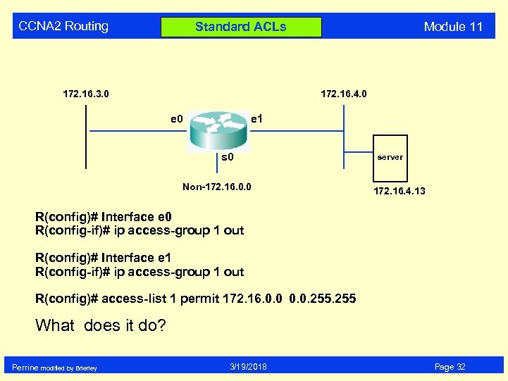 CCNA 2 Routing Module 11 Standard ACLs 172. 16. 3. 0 172. 16. 4.