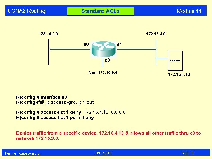 CCNA 2 Routing Module 11 Standard ACLs 172. 16. 3. 0 172. 16. 4.