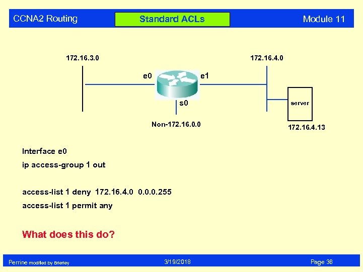CCNA 2 Routing Module 11 Standard ACLs 172. 16. 3. 0 172. 16. 4.