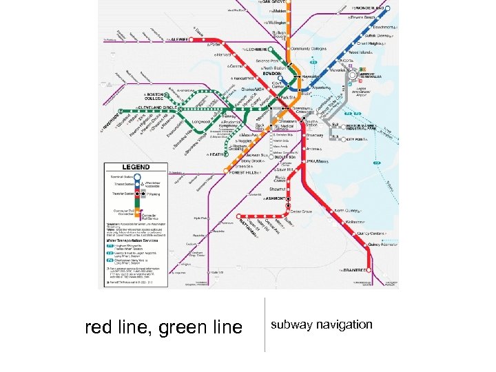 red line, green line subway navigation 
