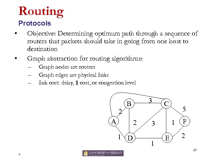 Routing Protocols • Objective: Determining optimum path through a sequence of routers that packets