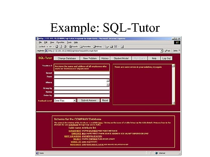 Example: SQL-Tutor 