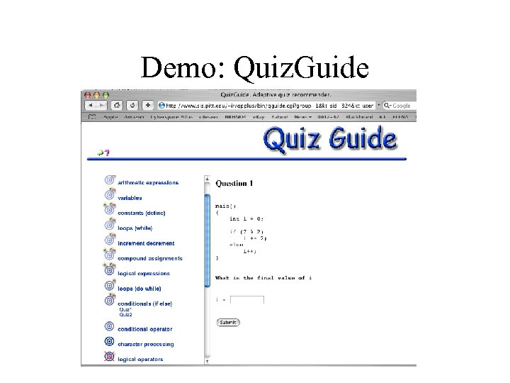 Demo: Quiz. Guide 