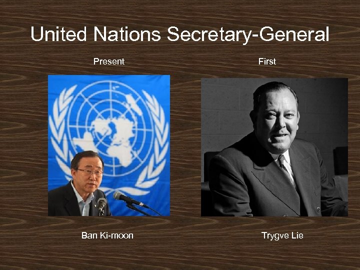 United Nations Secretary-General Present Ban Ki-moon First Trygve Lie 