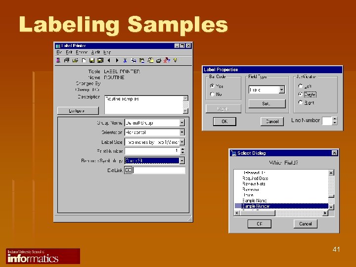 Labeling Samples 41 