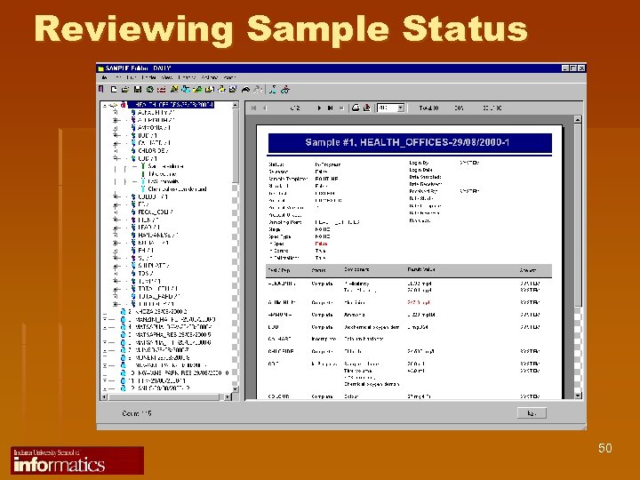 Reviewing Sample Status 50 