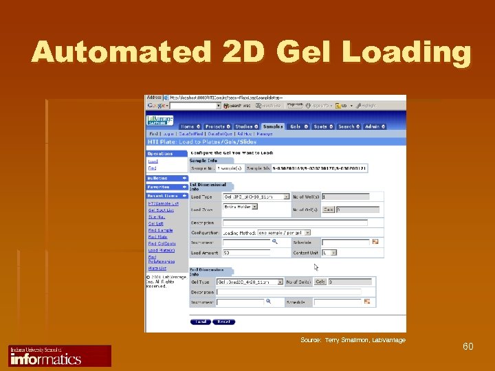 Automated 2 D Gel Loading Source: Terry Smallmon, Lab. Vantage 60 