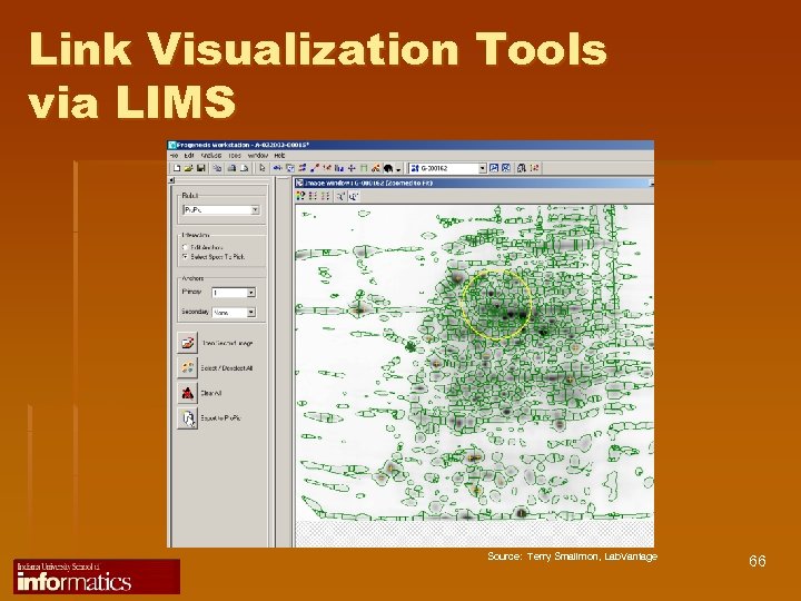 Link Visualization Tools via LIMS Source: Terry Smallmon, Lab. Vantage 66 