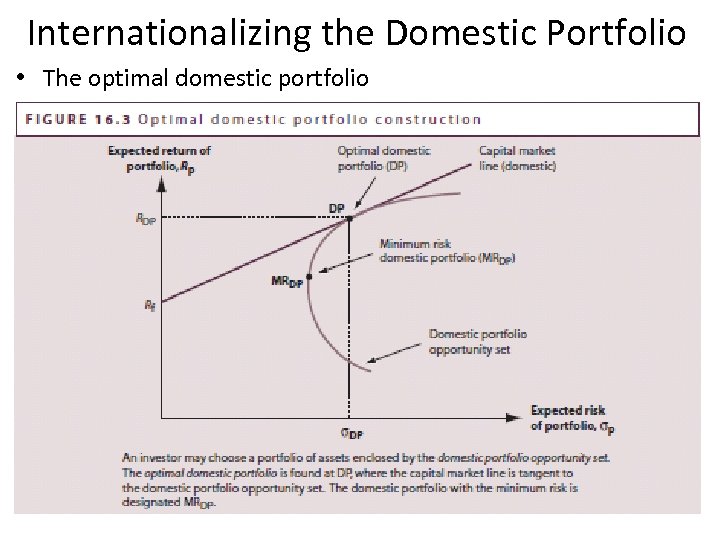 Internationalizing the Domestic Portfolio • The optimal domestic portfolio 