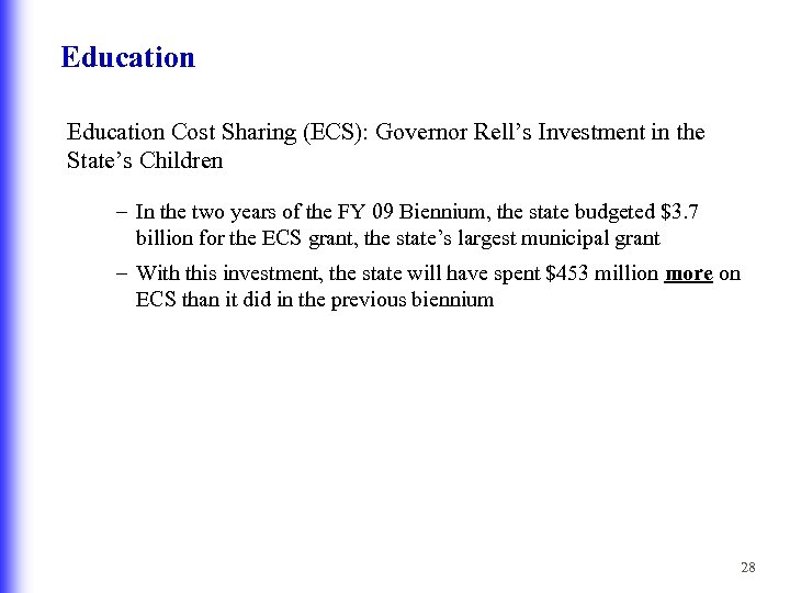 Education Cost Sharing (ECS): Governor Rell’s Investment in the State’s Children – In the