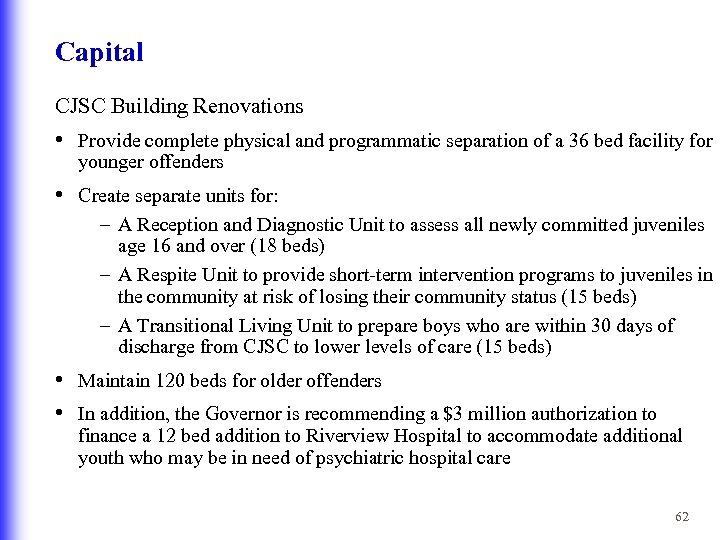 Capital CJSC Building Renovations • Provide complete physical and programmatic separation of a 36