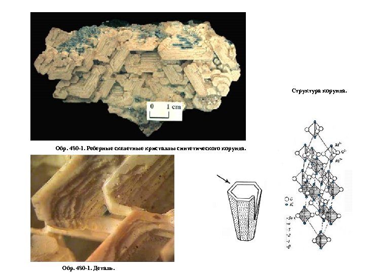 Структура корунда. Обр. 480 -1. Реберные скелетные кристаллы синтетического корунда. Обр. 480 -1. Деталь.