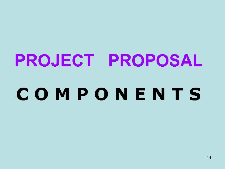 PROJECT PROPOSAL COMPONENTS 11 