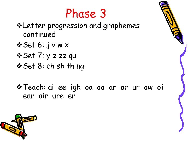 Phase 3 v Letter progression and graphemes continued v Set 6: j v w