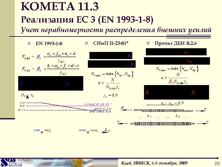КОМЕТА 11. 3 Реализация ЕС 3 (EN 1993 -1 -8) Учет неравномерности распределения внешних