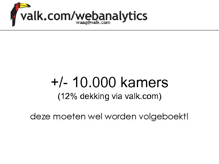 +/- 10. 000 kamers (12% dekking via valk. com) deze moeten wel worden volgeboekt!