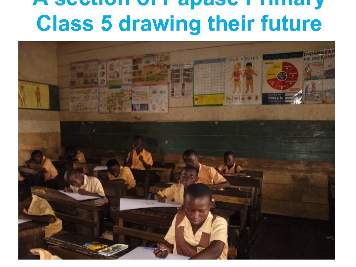 A section of Papase Primary Class 5 drawing their future family 