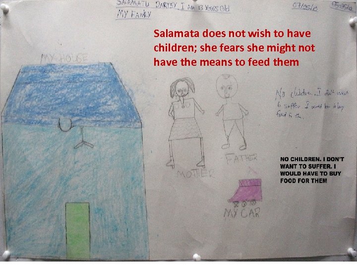 Salamata does not wish to have children; she fears she might not have the