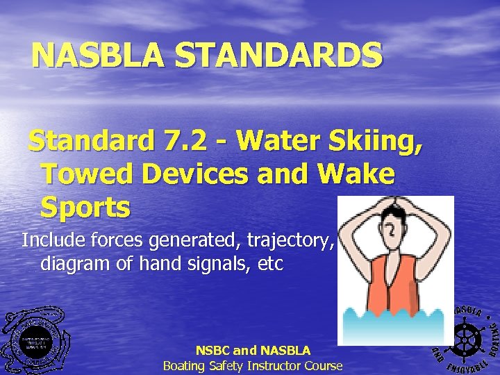 NASBLA STANDARDS Standard 7. 2 - Water Skiing, Towed Devices and Wake Sports Include
