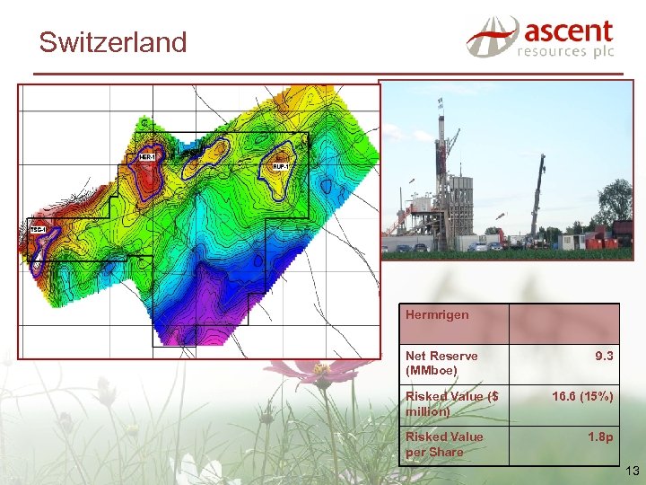 Switzerland Hermrigen Net Reserve (MMboe) Risked Value ($ million) Risked Value per Share 9.
