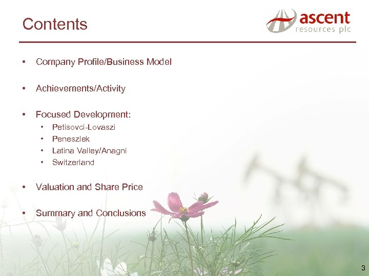 Contents • Company Profile/Business Model • Achievements/Activity • Focused Development: • • Petisovci-Lovaszi Peneszlek