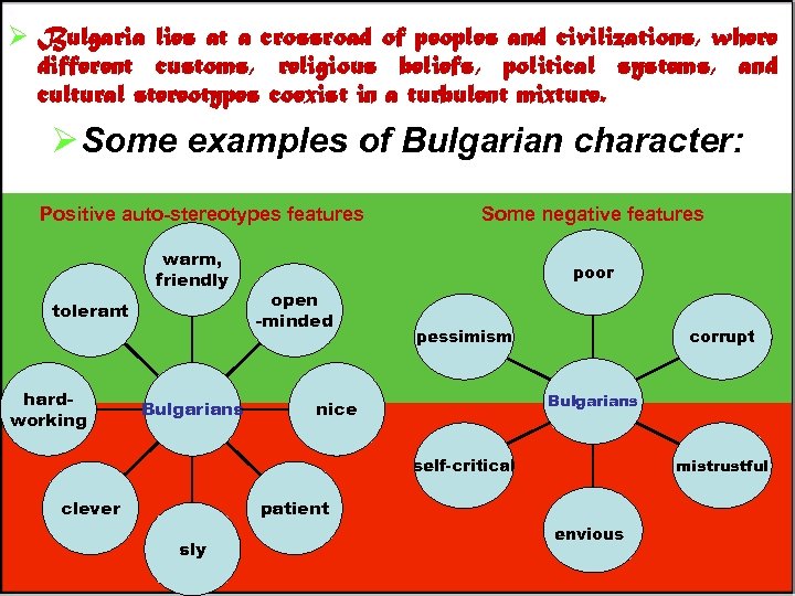 Ø Bulgaria lies at a crossroad of peoples and civilizations, where different customs, religious