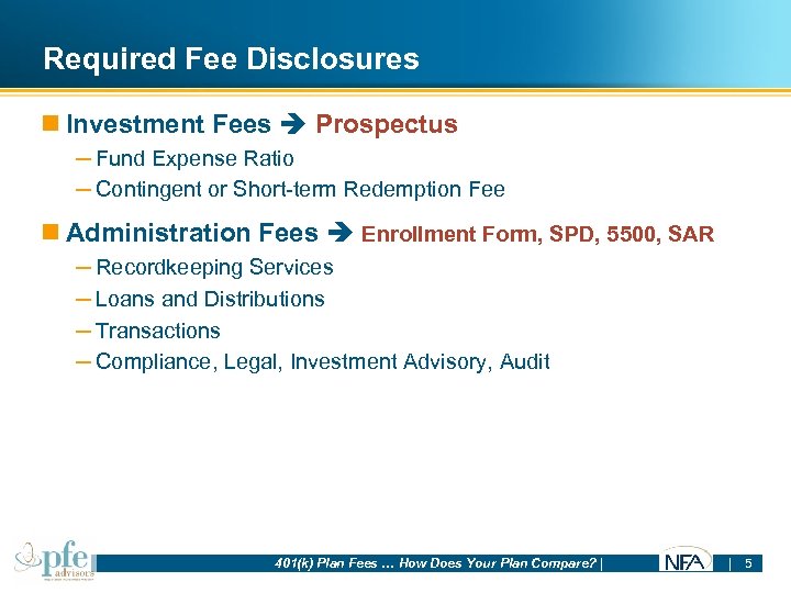 Required Fee Disclosures n Investment Fees Prospectus – Fund Expense Ratio – Contingent or