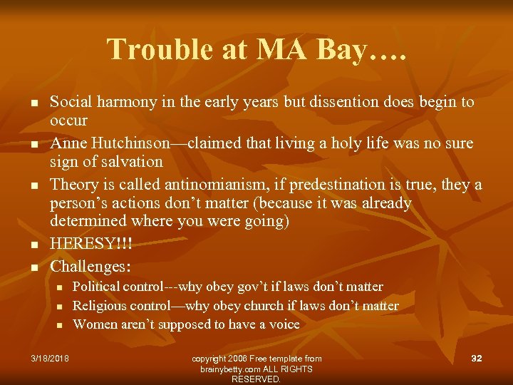 Trouble at MA Bay…. n n n Social harmony in the early years but