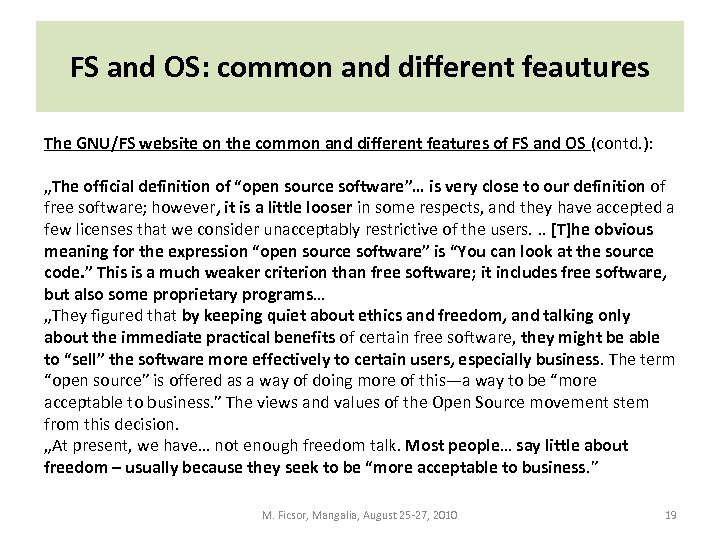 FS and OS: common and different feautures The GNU/FS website on the common and
