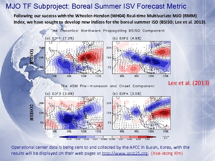 MJO TF Subproject: Boreal Summer ISV Forecast Metric BSISO 1 Following our success with