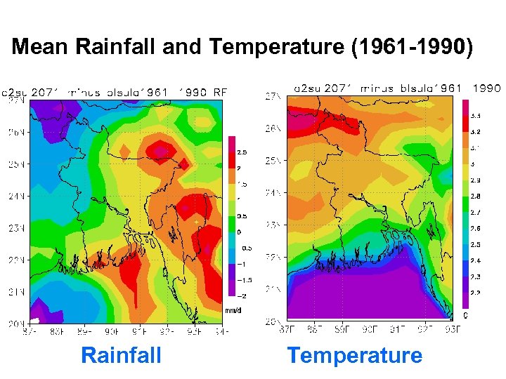 Mean Rainfall and Temperature (1961 -1990) Rainfall Temperature 