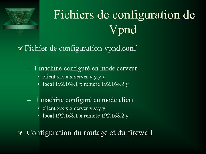  Fichiers de configuration de Vpnd Ú Fichier de configuration vpnd. conf – 1