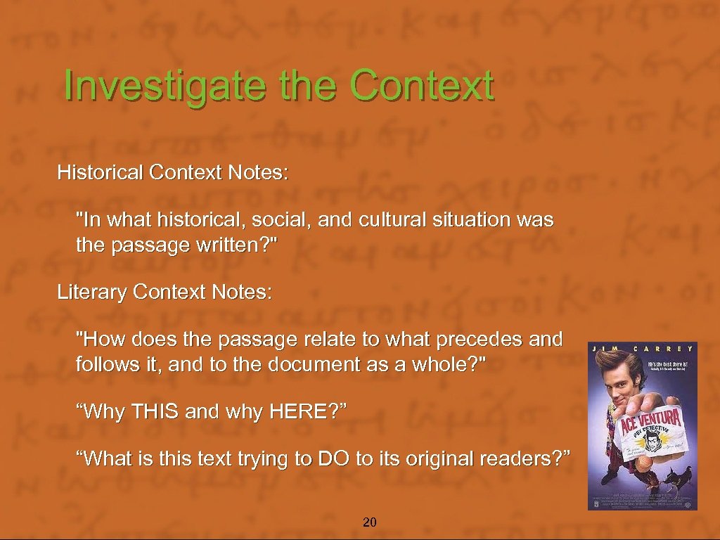 Investigate the Context Historical Context Notes: 