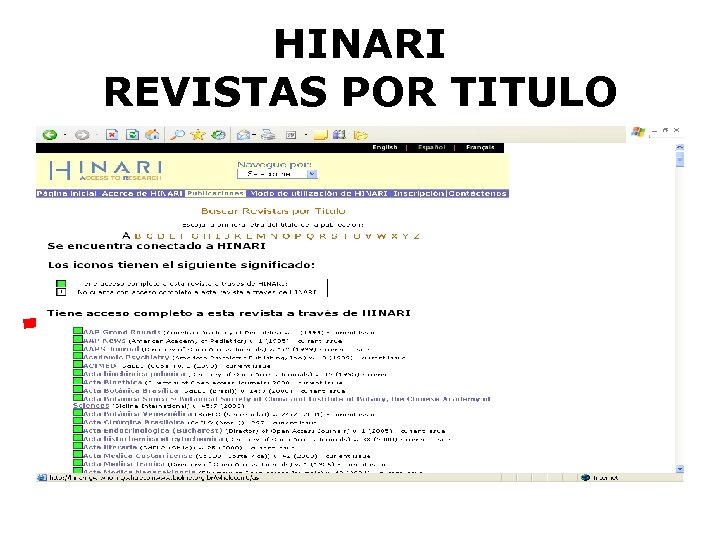 HINARI REVISTAS POR TITULO 