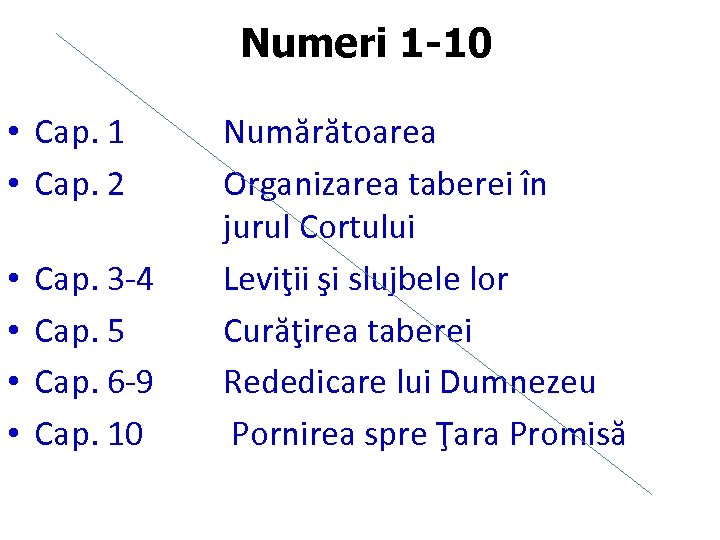 Numeri 1 -10 • Cap. 1 • Cap. 2 • • Cap. 3 -4