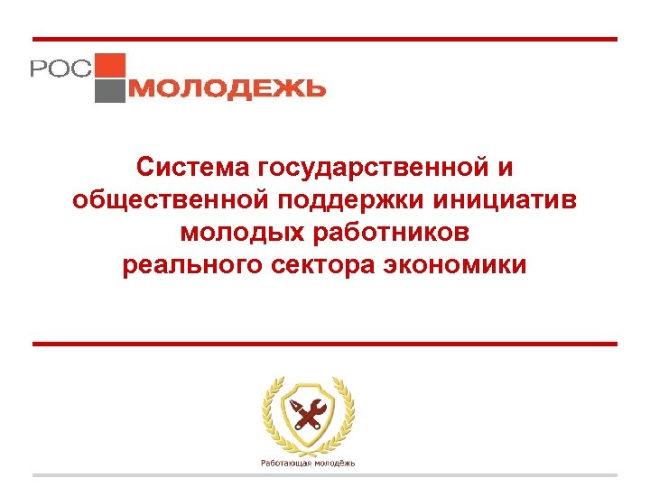 Система государственной и общественной поддержки инициатив молодых работников реального сектора экономики 
