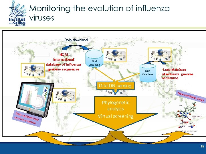 Monitoring the evolution of influenza viruses Daily download NCBI International database of influenza genome